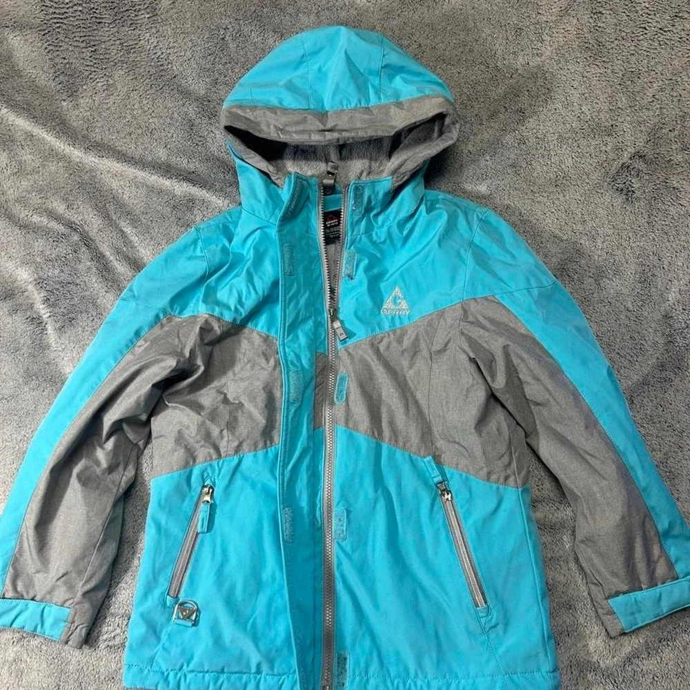 Gerry Turquoise & Gray Colorblock Winter Coat Kids Size M 10/12